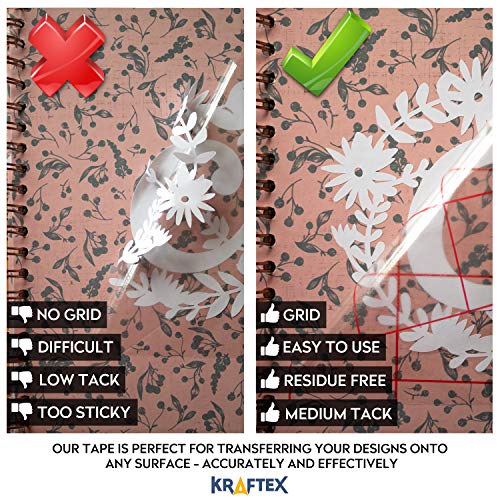 Transfer Tape for Vinyl [8 Feet x 12 Inches] Transfer Paper with Grid