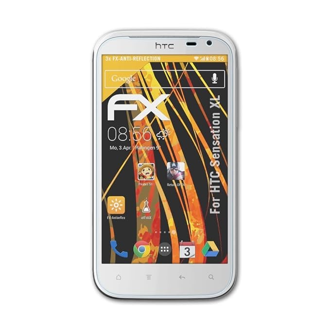atFolix Panzerfolie kompatibel mit HTC Sensation XL Schutzfolie, entspiegelnde und stoßdämpfende FX Folie (3X)