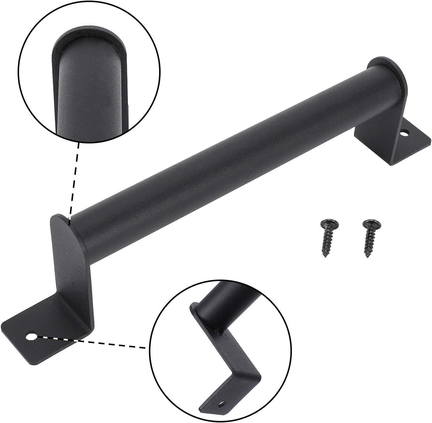 KAILEE 1Pcs 230mm Sliding Barn Door Handle Black Heavy Duty Barn Door Handle Pull Steel Barn Door Handle Bow Shape Pull Handle with Screws for Sliding Barn Door Gate Home Hotel Closet Hardware - Image 4