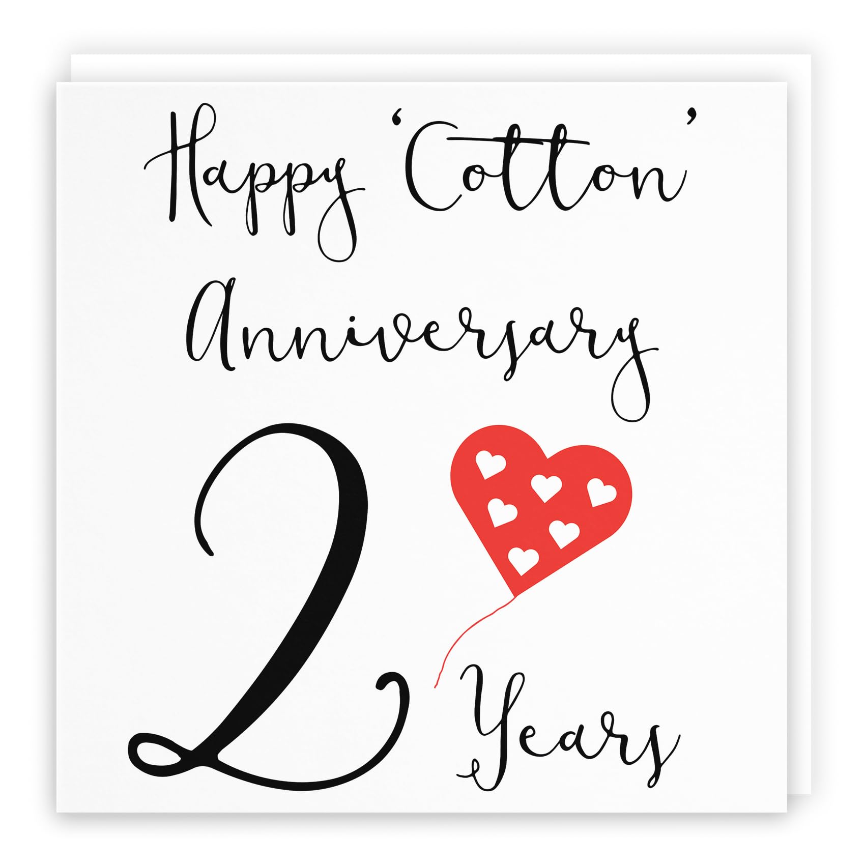 Hunts England - 2nd Wedding Anniversary Card - Happy Cotton Anniversary - 2 Years - Red Heart Collection - For Couple, Husband, Wife, Friends — image 1