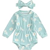 Shejingb Baby Clothes for Girls Newborn Ribbed Romper Crewneck Bubble Bodysuit Infant Girls Fall Outfits 3 6 9 12 18 Months