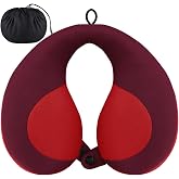 INFANZIA Kids Travel Neck Pillow, Chin Support for Car Seat &amp; Plane, Red | Helps Support Head and Neck, U Shape Carseat Travel Pillow, for Toddlers and Children, Airplane Road Trips