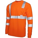JORESTECH Safety Long Sleeve Shirt with High Visibility Reflective Strips and Front Pocket, ANSI Compliant