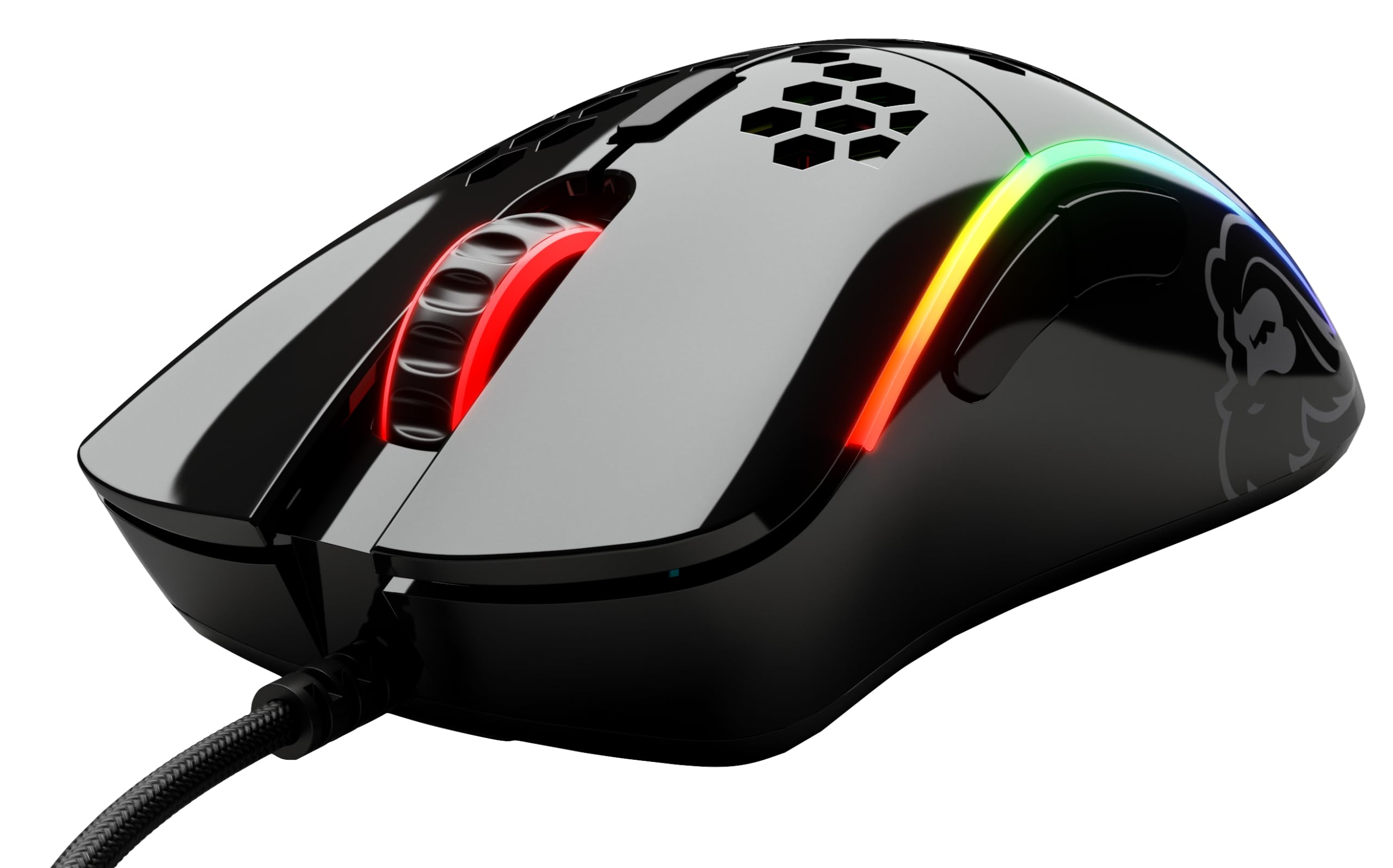 GLORIOUS Gaming Model D- (Small) Bedrade Gaming Muis - 61g Superlicht Honingraat Ontwerp, RGB, Ergonomisch, Pixart 3360 Sensor, Omron Schakelaars, PTFE Voetjes, 6 Knoppen - Glanzend Zwart 3
