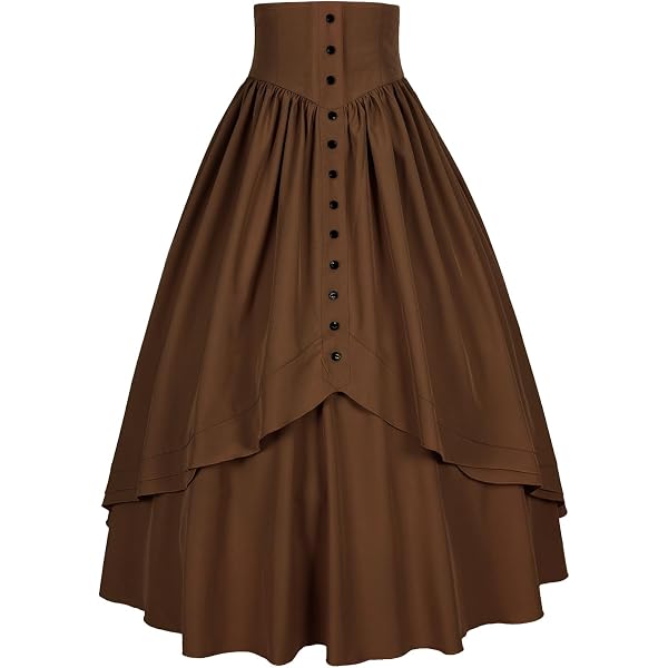 Jupe Steampunk Gothique Taille Haute BLESSUME - Fausse Suède Avec Laçage Dos