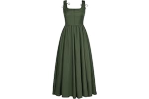 Scarlet Darkness Women's Renaissance Overdress Square Neck Maxi Corset Dress with Pockets