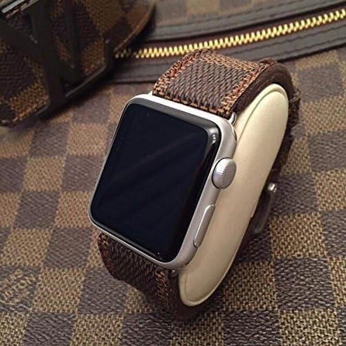 Custom 24mm Handmade Premium Calf Leather Watch Band Gunny Straps - Louis Vuitton Ebene (without LV Logo)
