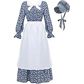 CR ROLECOS Colonial Prairie Dress Women Floral Amish Dresses Pilgrim Costume