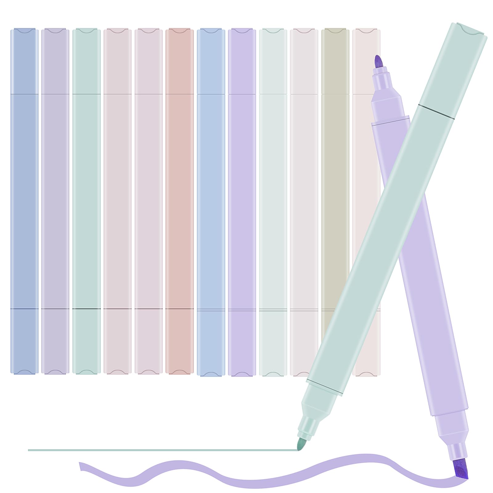 Meetory Aesthetic Pastel Highlighters Pens, 12Pcs Assorted Colors Cute Highlighters Markers Pen with Chisel Tip, Highlighter Pens Multipack for School Office Supplies