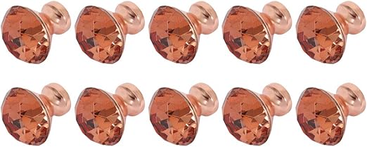 Willkey 10pcs K9 Crystal Cabinet Door Knobs Rose Gold Diamond