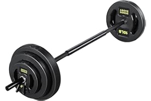 AboveGenius Barbell Weight Set for Lifting, 45 LB Weight Bar Set with Adjustable Free Weights for Workout Bar for Exercise Build Muscle in Home Gym