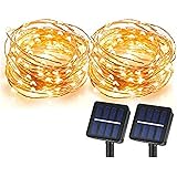 Solar String Lights, Sunlitec 100 LEDs Starry String Lights, Copper Wire Solar Lights Ambiance Lighting for Outdoor, Gardens, Homes, Dancing, Christmas Party 2 Pack