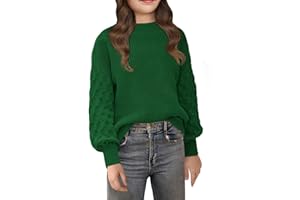 EGOCKAL Girls Crewneck Sweaters Casual Long Sleeve Drop Shoulder Pullover Sweaters Fall Oversized Cable Knit Tops