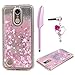 LG K10 Case 2017, LG K20 Plus Case, Glitter Liquid Case Cover Quicksand Bling Sparkle Shiny Moving Flowing Love Heart Slim Thin Soft TPU Bumper Skin for Girls with Stylus Pen Dust Plug ZSTVIVA - Pink