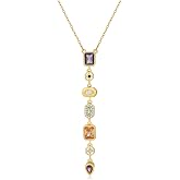 18K Gold Plated Seven Chakra Necklace for Women, Dainty Y Necklace Lariat Drop Pendant, Crystal Healing Yoga Jewelry Gifts