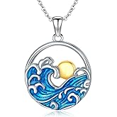 Silikepa Natural Necklace for Women 925 Sterling Silver Mountain/Wave Pendant Necklace Nature Jewelry Gift for Women