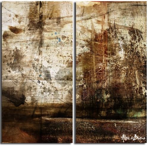 Ready2HangArt 20" High x 40" Wide x 1" to 2" Deep 'Abstract' Canvas Wall Art, Oversized, Brown/Beige/Tan/Black, Set of 2