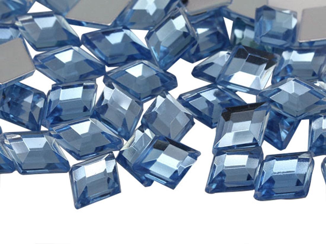 Allstarco 10x7mm Blue Sapphire Lite .LS Flat Back Diamond Acrylic Rhinestones Plastic Gems for Jewelry Making Costume Jewels Cosplay Embelishments - 100 Pieces — image 1