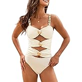 Tainehs Women's One Piece Swimsuits Color Block Tummy Control High Waisted Bathing Suit