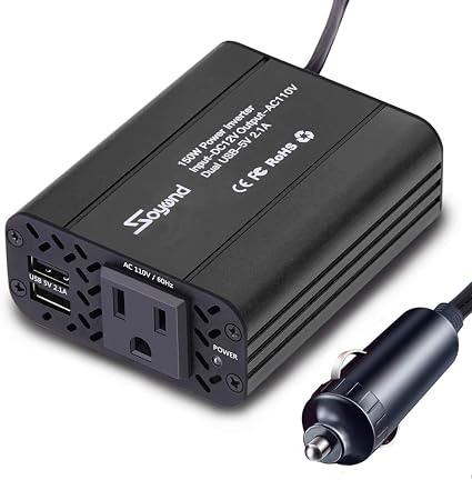 Amazon Com 150w Car Power Inverter Dc 12v To 110v Ac Converter 4 2a Dual Usb Charging Ports Car Charger Adapter Modified Sine Wave Converter For Car Cigarette Lighter With Ac Outlet For