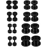 Lcolyoli Screw Fit Ear Gauges Kit Surgical Steel Tunnel Expander Earrings Earlobe Plugs Stretching Body Piercing Jewelry Set for Women Men 14G-00G 8 Pairs