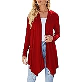 Uvog Women's Draped Front Open Cardigan Casual Long Sleeve Lightweight Cardigans Sweaters Duster