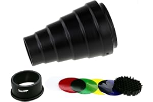 Haoge Metal Conical Snoot with Honeycomb Grid and Color Gel Filter Kit for Balcar Paul C Buff AlienBees Alien Bees Einstein White Lightning Studio Strobe Monolight Photography Flash Light