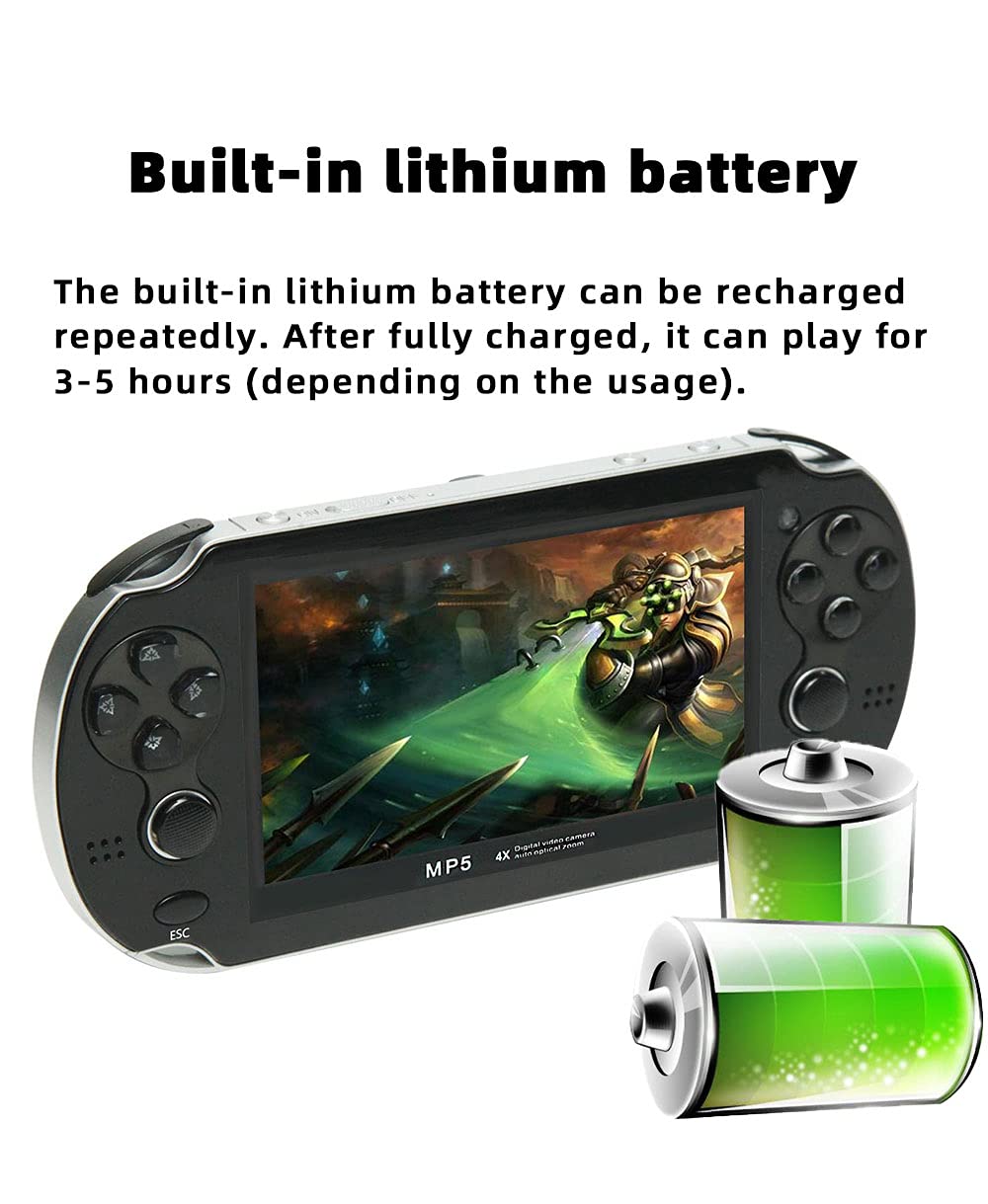 CZT Handheld Game Console 4.3 inch Double Joystick 8GB Build in 2200 Retro Game Video Game Console Arcade Multiple Emulator Mini Portable Game Player MP3/4 TV Out Gifts for Children/Men(Black)