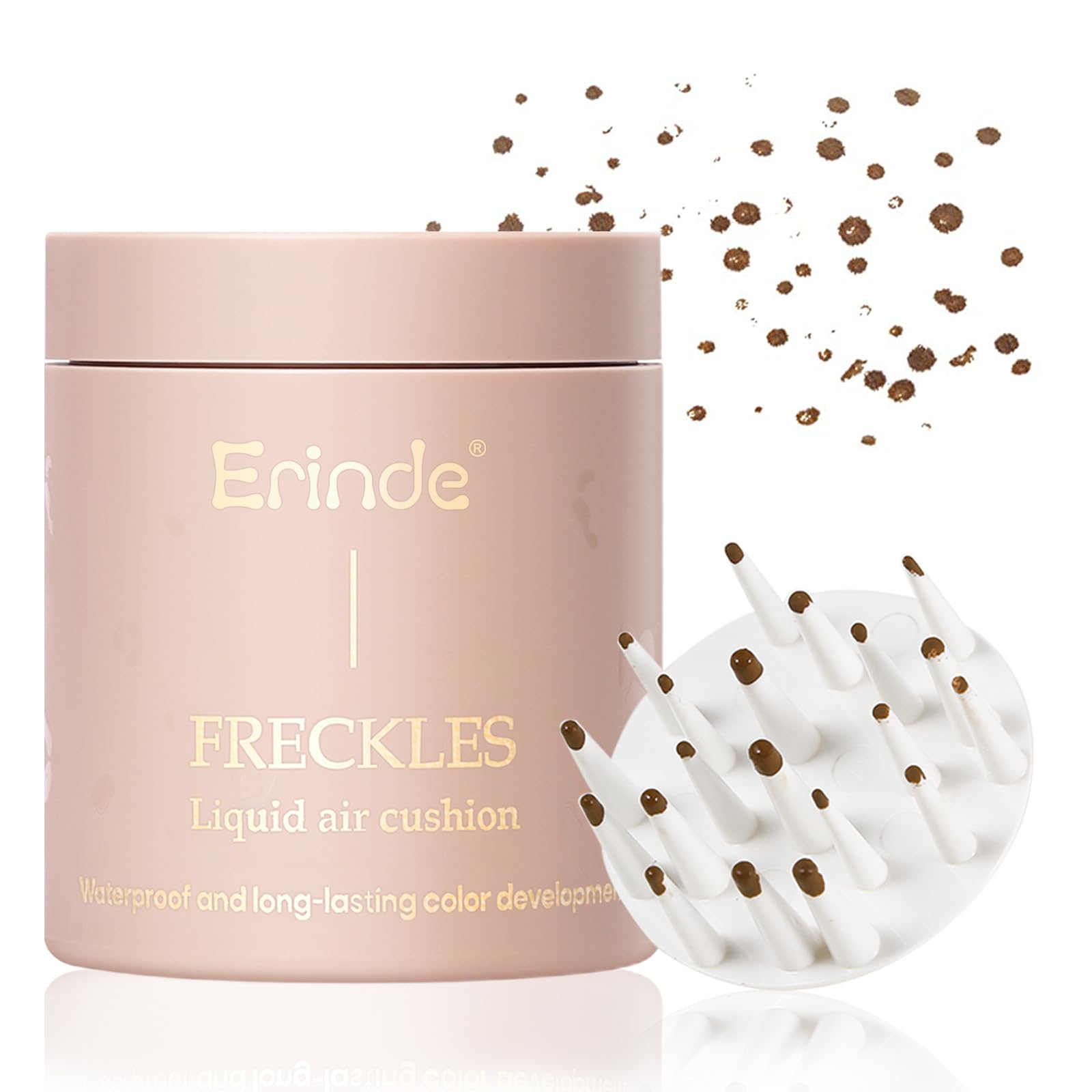 Erinde Liquid Freckle Pen, Upgrade Fake Freckles Air Cushion Stamp, Long Lasting Waterproof Quick Dry Lifelike Freckles Marker Makeup, Magic Freckle Stamp for Natural Sunkissed Makeup (02# Chocolate) — image 1