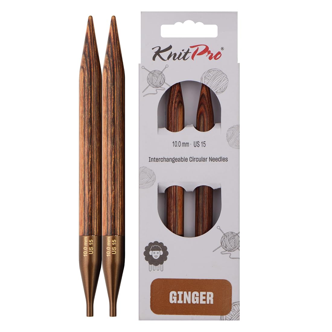 KnitPro Ginger Interchangeable Circular Needles 4" (10cm) | 10.00mm
