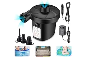TECHSHARE Air Pump for Air Mattress, Air Mattress Pump for Inflatables, Quick Fill Inflator Deflator Air Pump Perfect for Outdoor Camping Inflatable Boat Blow Up Pool Water Toy Car Air Bed