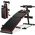 Goplus 7 in 1 Sit up Bench, Foldable Workout Bench w/4 Position Adjustable Height, Multi-Layer Structure Cushion & 2 Elastic Ropes, Workout Equipment for Home Gym Fitness, 330 LBS