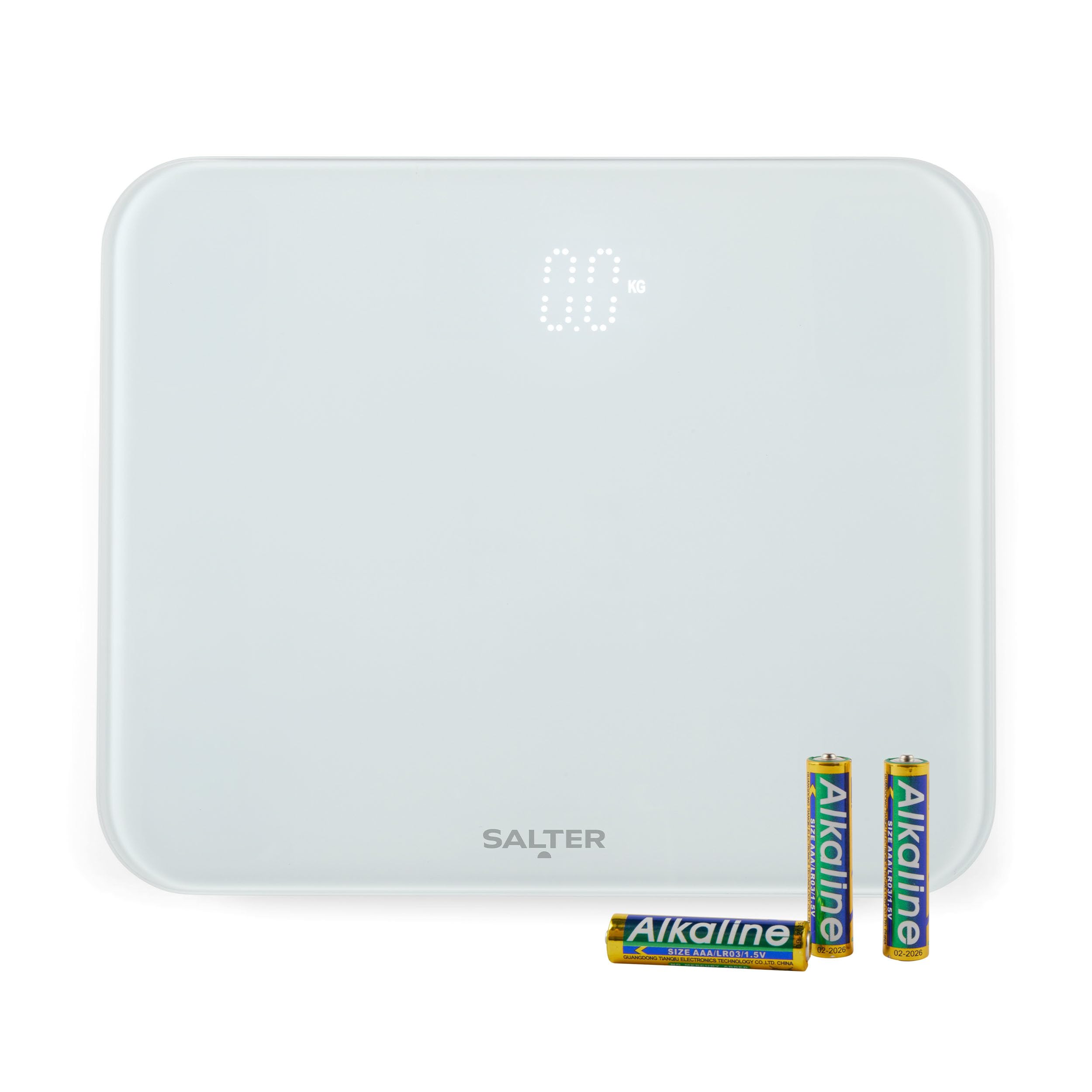 Salter 9204 WH3R Ghost Electronic Bathroom Scale – Compact Body Weight Scales, 180 KG Max Capacity, Hidden Until Lit Display, Step on for Instant Readings, Toughened Safety Glass, Carpet Feet, White