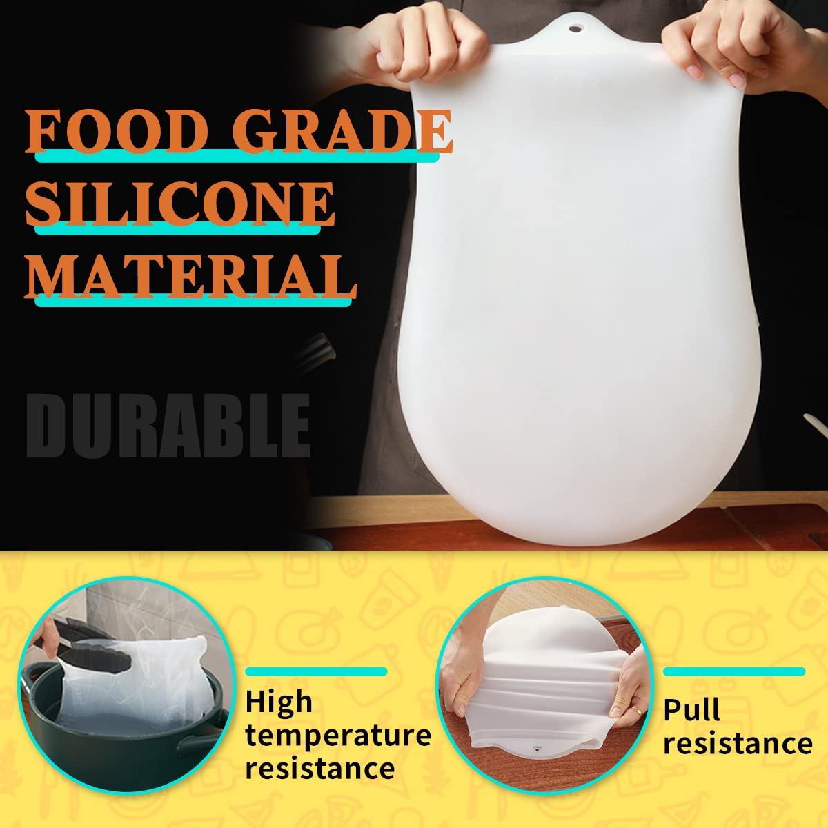 2PCS Extra Large Reusable Sous Vide Bags BPA Free Food Grade Silicone Bags for Sous Vide Cooking , Compatible with all immersion circulators, including Joule, Anova, Instant Pot Immersion Circulators and other Sous Vide Accessories(2 Pack Sous vide bags)