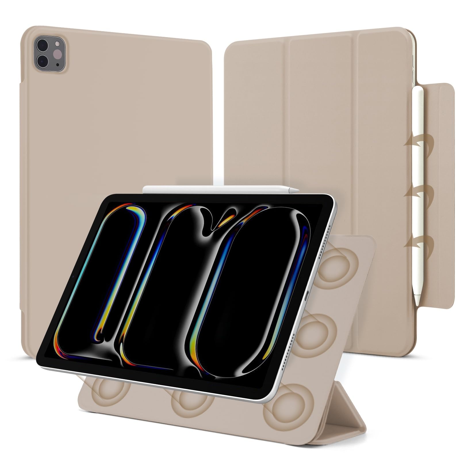 Photo 1 of Dwopar for iPad Pro 11 inch M4 Case (5th Generation,2024, Model NO.A2836/A2837/A3006),Auto Sleep/Wake and Magnetic Closure,Slim Trifold Stand Case,PU Leather Cover,Support Apple Pencil Pro, Oat Coffee
