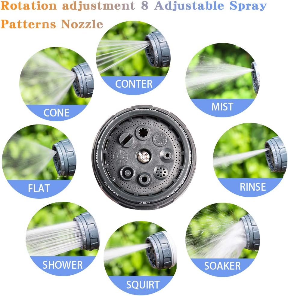 ASIJIA Water Hose Sprayer Nozzle, 8 Adjustable Patterns Garden Hose Nozzle, Slip and Shock Resistant Nozzle High Pressure Water Gun for Watering Garden,Lawns, Washing Cars, Showering Pets etc.: Home Improvement
