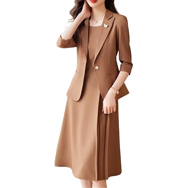 formal suit dresses for women Women's Notch Lapel Double Breasted Sheath Ankle Length Formal Suit, Light Blue