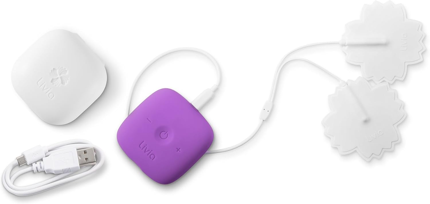 Livia FDA Cleared Period Cramps Relief Device - Drug-Free Solution for Menstrual Cycle Pain - Electric Abdominal Treatment - Get Rid of Menses Aches - Compact Ally for Menstruation Cramps - Purple: Health & Personal Care