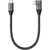 Silkland 80Gbps Right Angle USB 4 Cable for Thunderbolt 5 Cable 240W 1FT | 120Gbps Bandwidth, 8K@120Hz/4K@540Hz, 90 Degree USB C Video Cable Compatible Thunderbolt 5/4, MacBook, iPhone 17/16, Dock