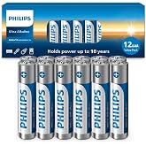 Philips AAA Batteries 12 Pack, 1.5v Ultra Alkaline Triple A. Batteries, 10-Year Shelf Life, Ultimate Long-Lasting AAA Battery, 129% More Power for Your Devices, Leak-Proof, Premium Performance.