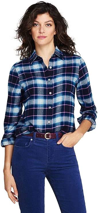 lands end women's plaid flannel shirt