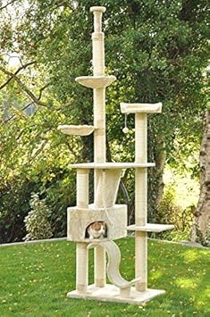 nanook Katzen-Kratzbaum Sigurd, groß XXL deckenhoch (275 cm), große Höhle, 2 Liegemulden, schwer und standfest, Kratzstämme 1