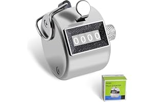 TESEAS Metal Tally Counter Clicker Counter Handheld Pitch Counter, Manual Mechanical 4-Digit Number Click Counter, One Hand Counter Clicker Digital Counting for Coaching Knitting People Lap Fishing Golf&Row