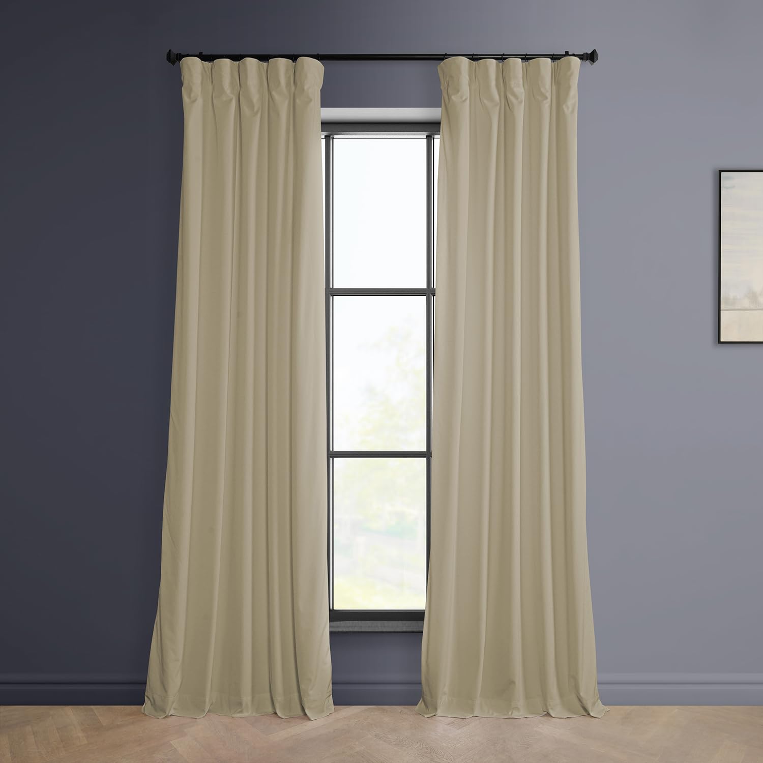 HPD Half Price Drapes Heritage Plush Velvet Curtains 84 Inches Long Room Darkening Curtains for Bedroom & Living Room 50W x 84L, (1 Panel), Light Beige — image 1