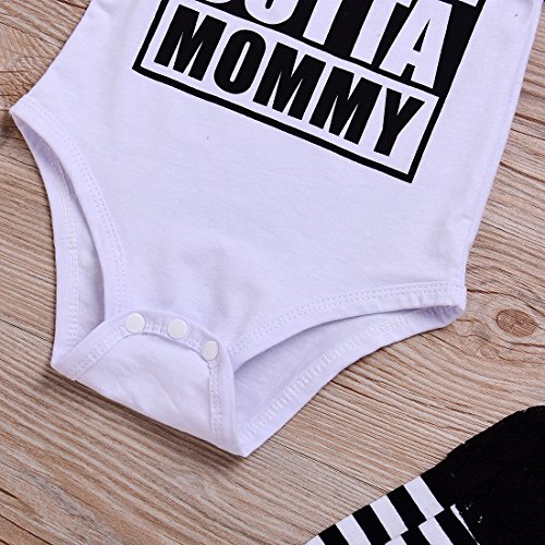 3PCS Outfit Set Newborn Toddler Baby Girl Clothes Romper+ Leg Warmers+ Bow Headband (100(12-18M), White)