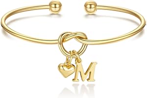 M MOOHAM Christmas Gifts for Women Teen Girls - Knot Initial Bracelets for Women, Bridesmaid Gifts Bridesmaids Proposal Gift Dainty Knot Letter A-Z Heart Initial Bracelet Jewelry Friendship Bracelets