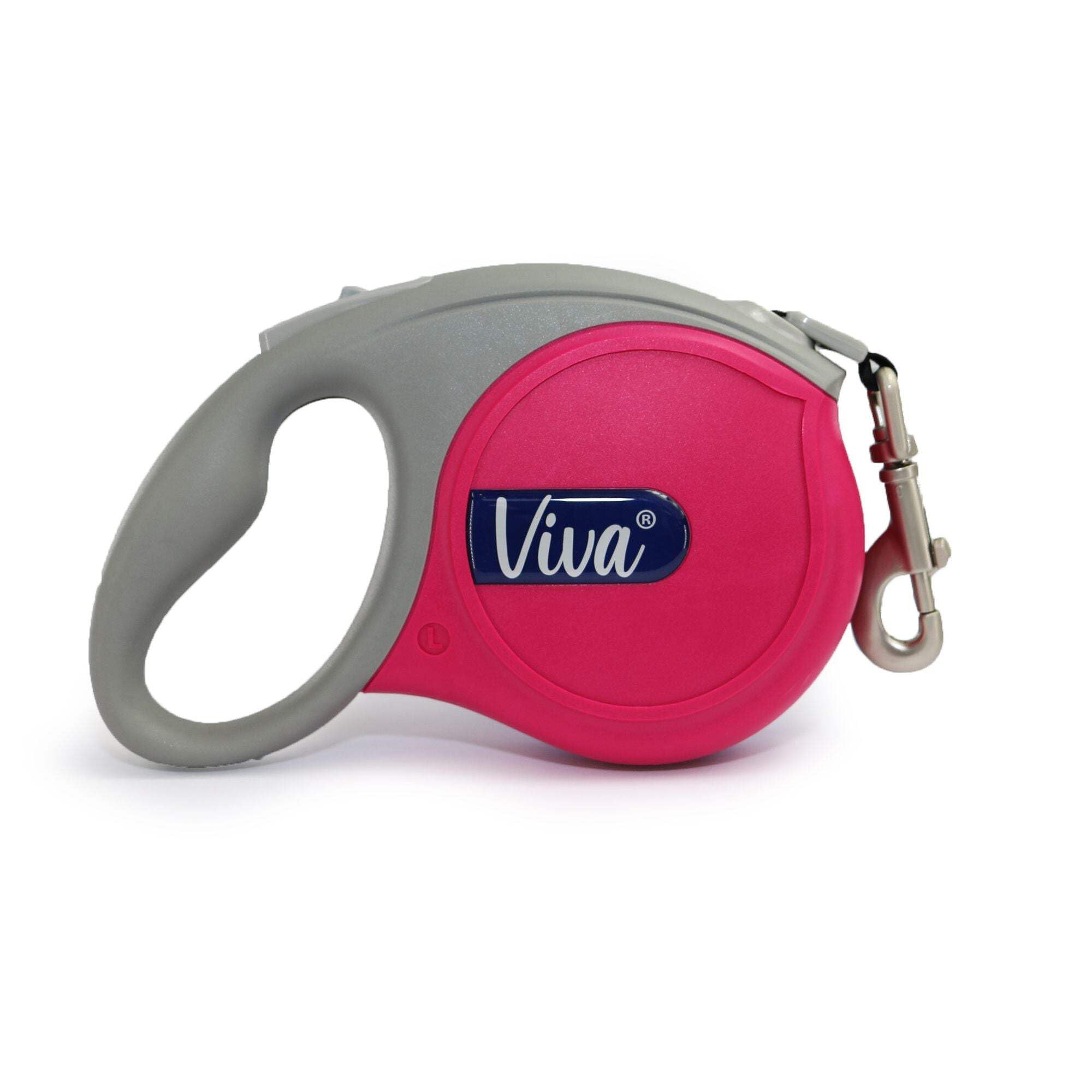 Ancol Viva Retractable 5m Tape Lead Raspberry L