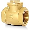 2" NPT Horizontal Check Valve, Brass Non Return Swing Check Valve to Prevent Water Backflow, Level One Way Counterflow Valve to Prevent the Medium Backflow for Oil Water Gas Air（2", DN50）