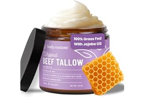 Body Restore Grass Fed Whipped Beef Tallow for Dry Skin, Face - Manuka Honey, Jojoba Oil, Christmas Stocking Stuffers, White Elephant, Birthday Gifts for Women, Men, Travel Essentials - Lavender