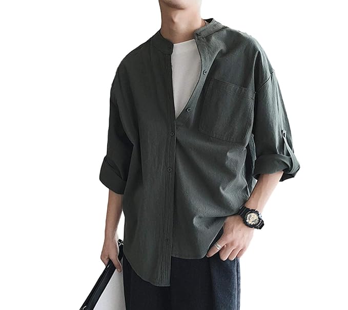 Amazon ライラ スタンドカラー オーバー サイズ シャツ 秋物